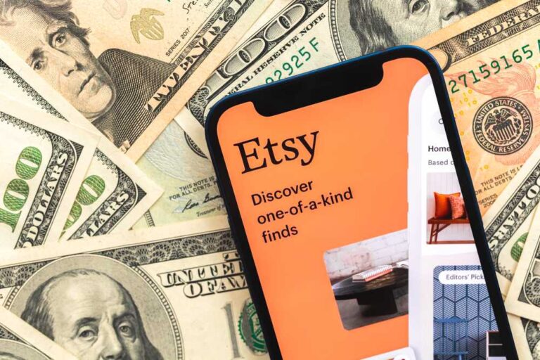 A profitable etsy smartphone showcasing financial success.