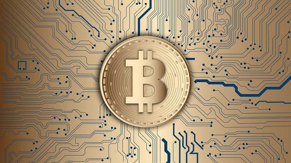 Learn how to invest in cryptocurrency through the depiction of a bitcoin on a circuit board.